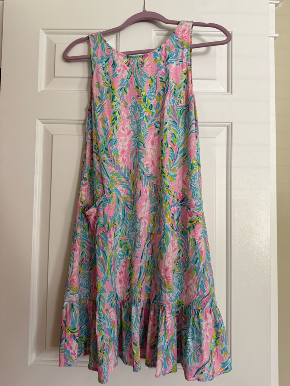 Lilly Pulitzer Kristen flounce dress with pockets/ unicorn of the sea print XS